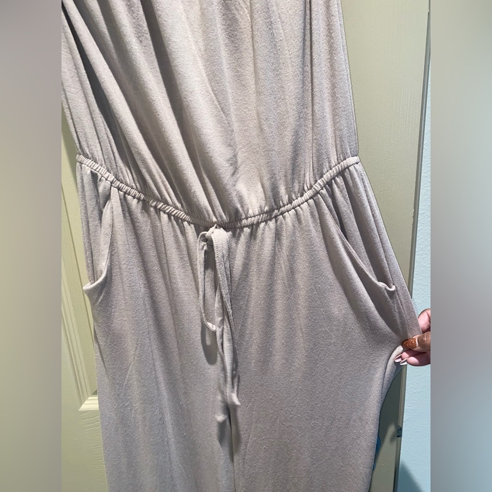 Zenana Premium Wide Leg Jumpsuit Tan Size XL - Picture 5 of 8